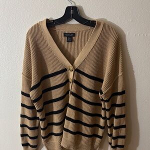 Rachel Zoe Beige and Black Striped Cardigan